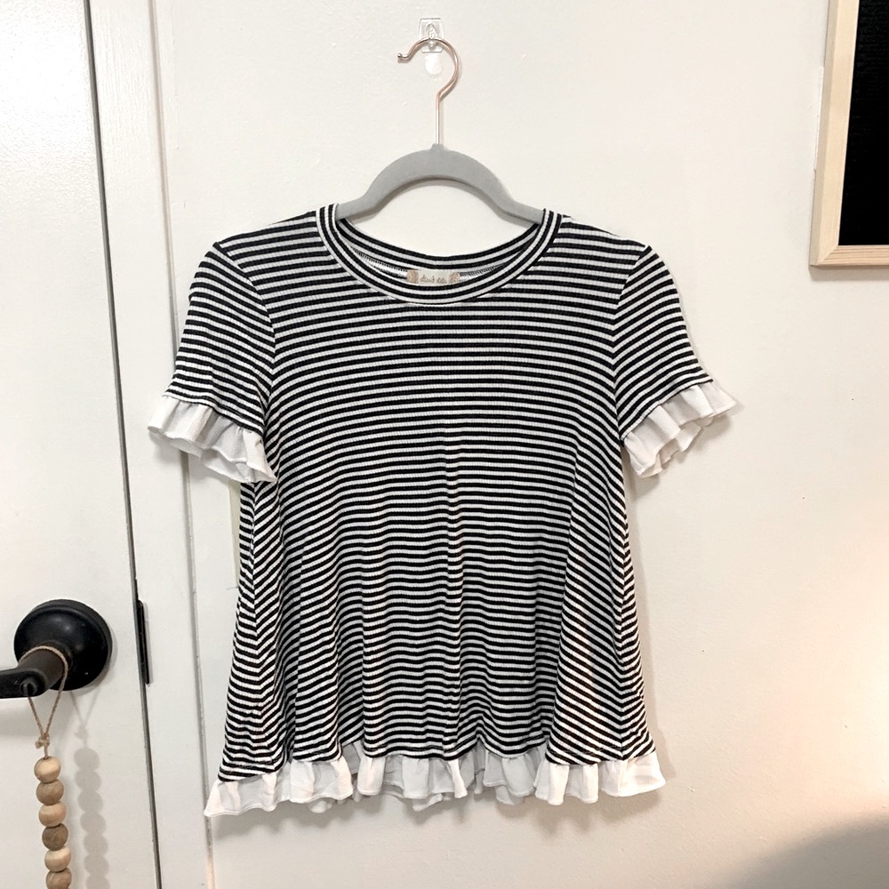 Altar’d State Striped Flutter Sleeve Shirt
